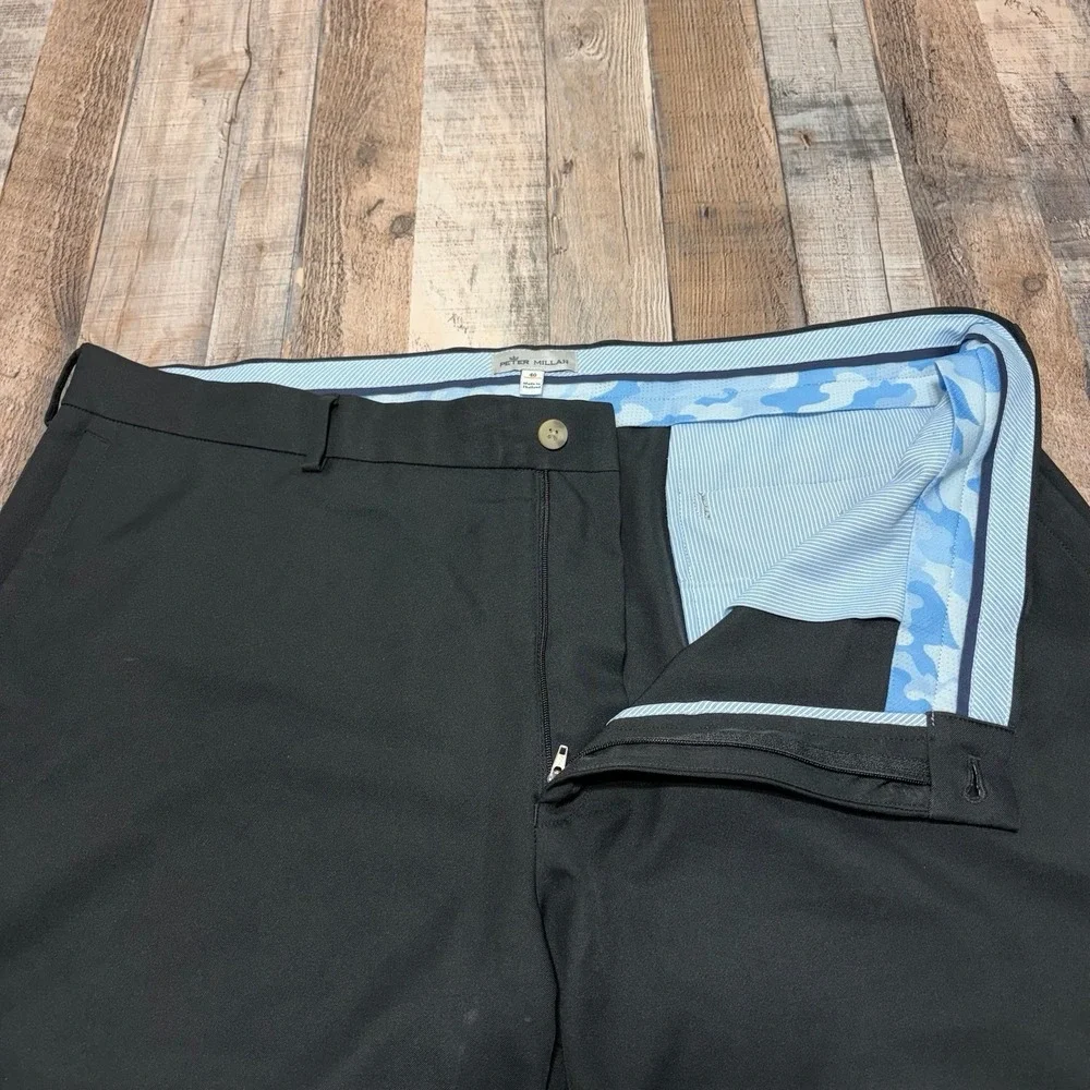 Peter Millar Men's Performance Golf Shorts Black Stretch Flat Front Size 40